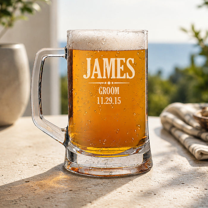 Groom Glass Beer Mug