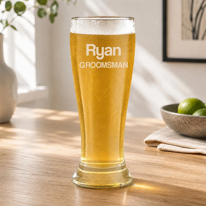 Groomsman Engraved Premium Beer Glass