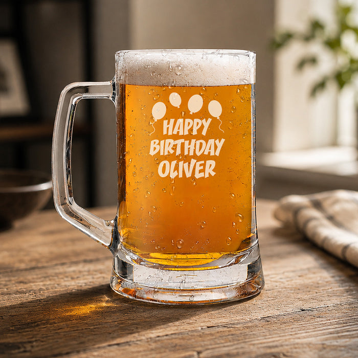 Happy Birthday Glass Beer Mug