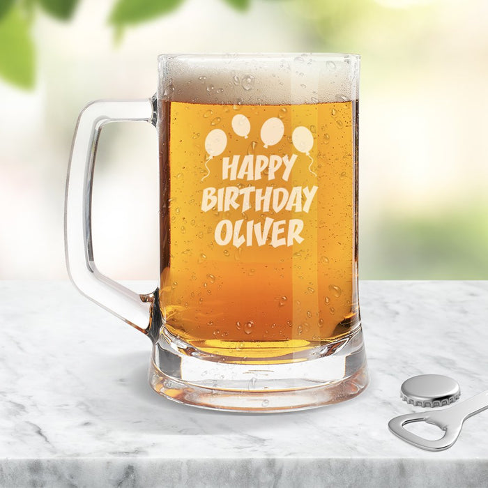 Happy Birthday Glass Beer Mug
