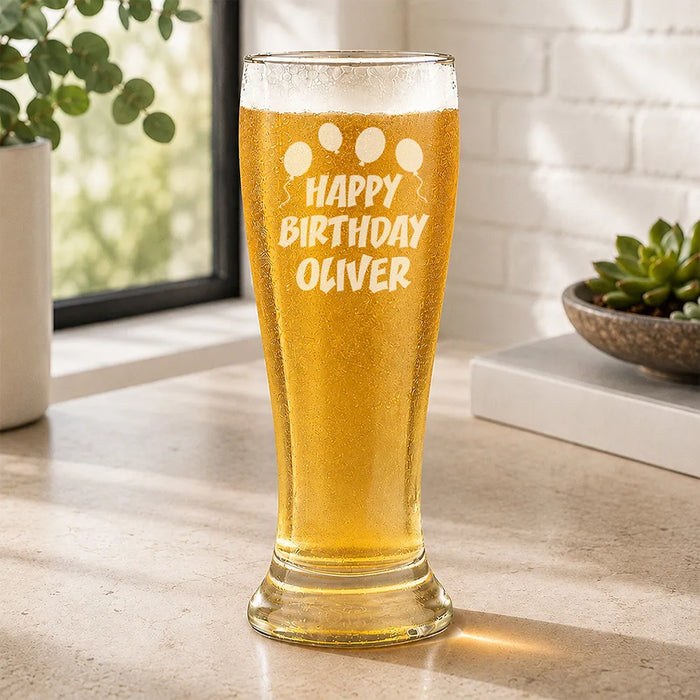 Happy Birthday Engraved Premium Beer Glass