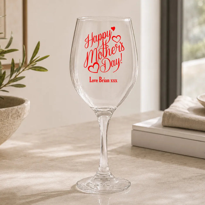 Happy Mother's Day Coloured Wine Glass