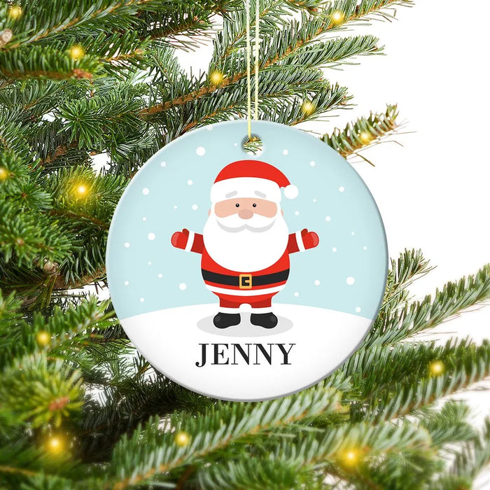 Happy Santa Round Porcelain Ornament
