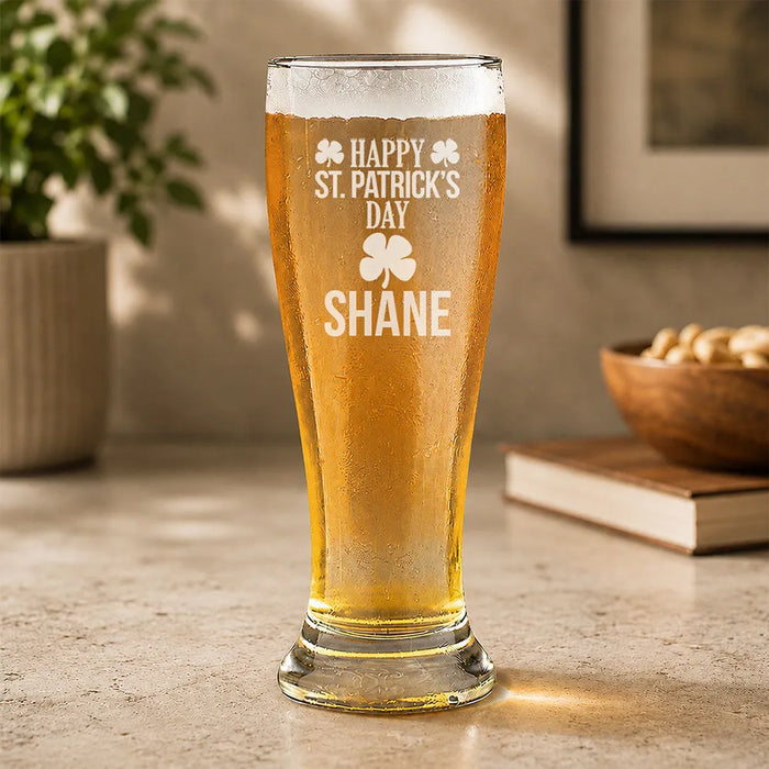 Happy St. Patrick's Day Engraved Premium Beer Glass