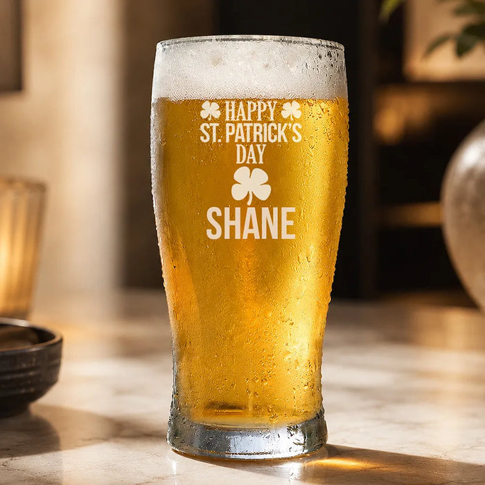 Happy St. Patrick's Day Engraved Standard Beer Glass
