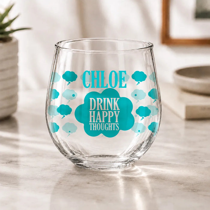 Happy Coloured Stemless Wine Glass