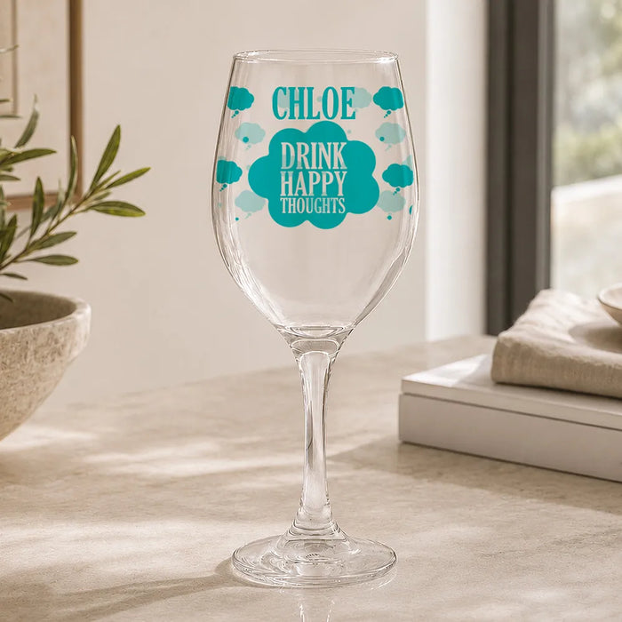 Happy Coloured Wine Glass