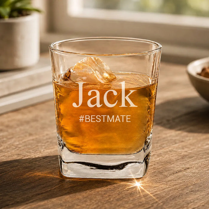 Hash Tag Engraved Tumbler Glass