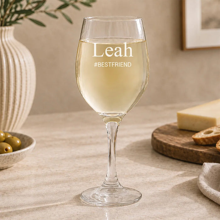 Hash Tag Engraved Wine Glass