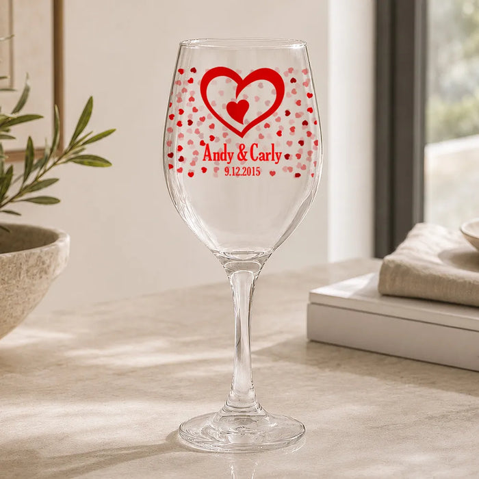 Hearts Coloured Wine Glass