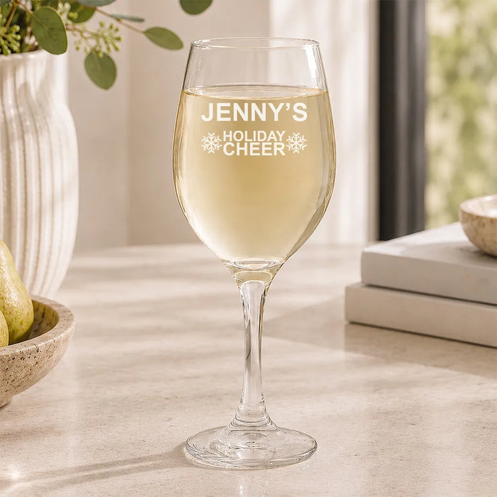 Holiday Cheer Engraved Wine Glass