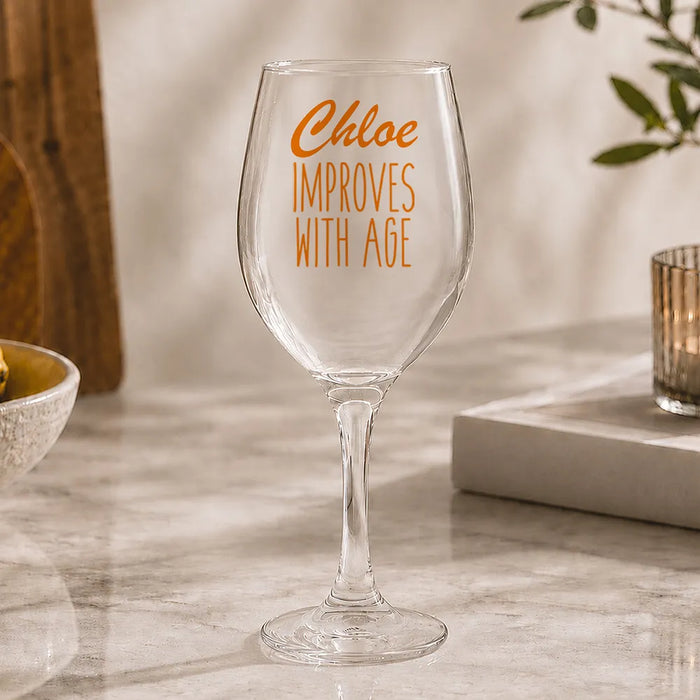 Improves with Age Coloured Wine Glass