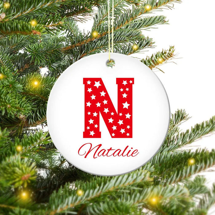 Initial Round Porcelain Ornament