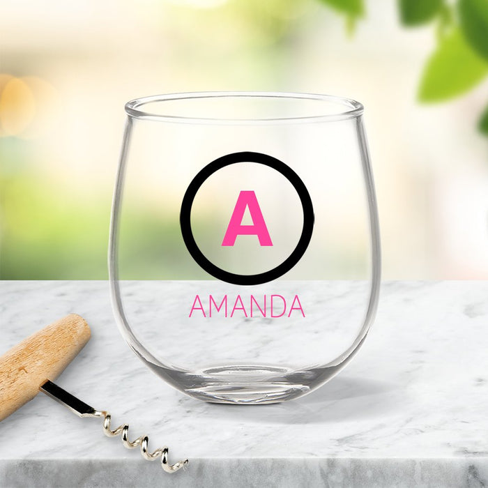 Initial Coloured Stemless Wine Glass
