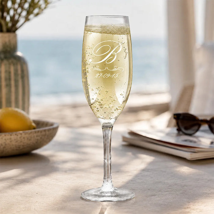 Initial Engraved Champagne Glass