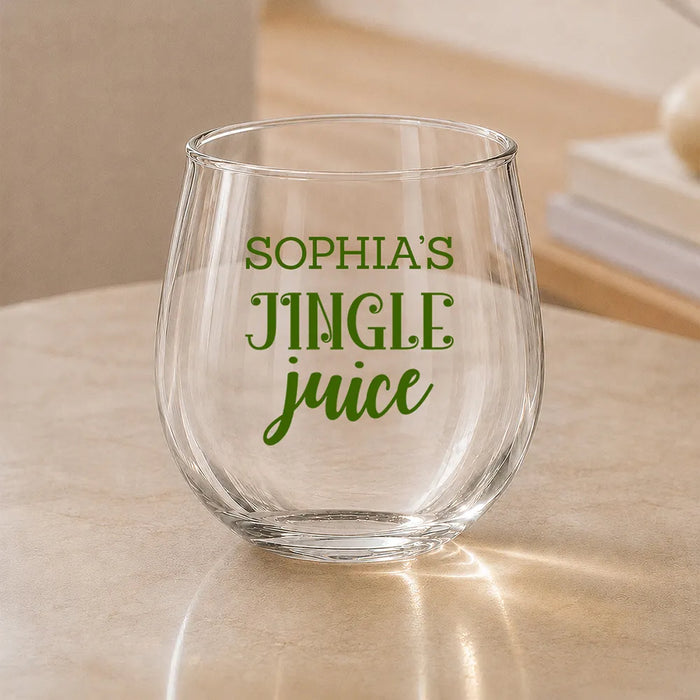 Jingle Juice Coloured Stemless Wine Glass