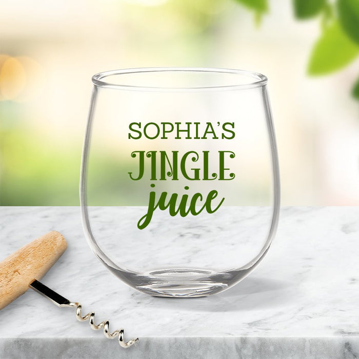 Jingle Juice Coloured Stemless Wine Glass
