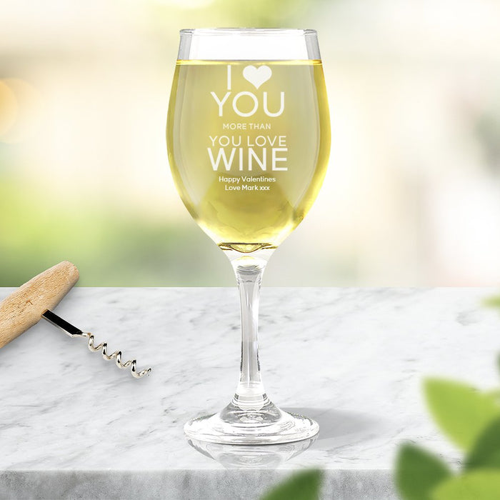 Love You Engraved Wine Glass