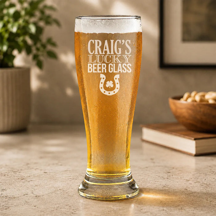 Lucky Engraved Premium Beer Glass