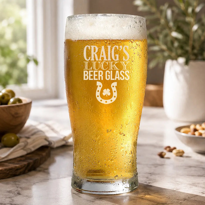 Lucky Engraved Standard Beer Glass