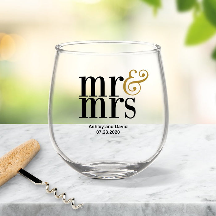Married Coloured Stemless Wine Glass