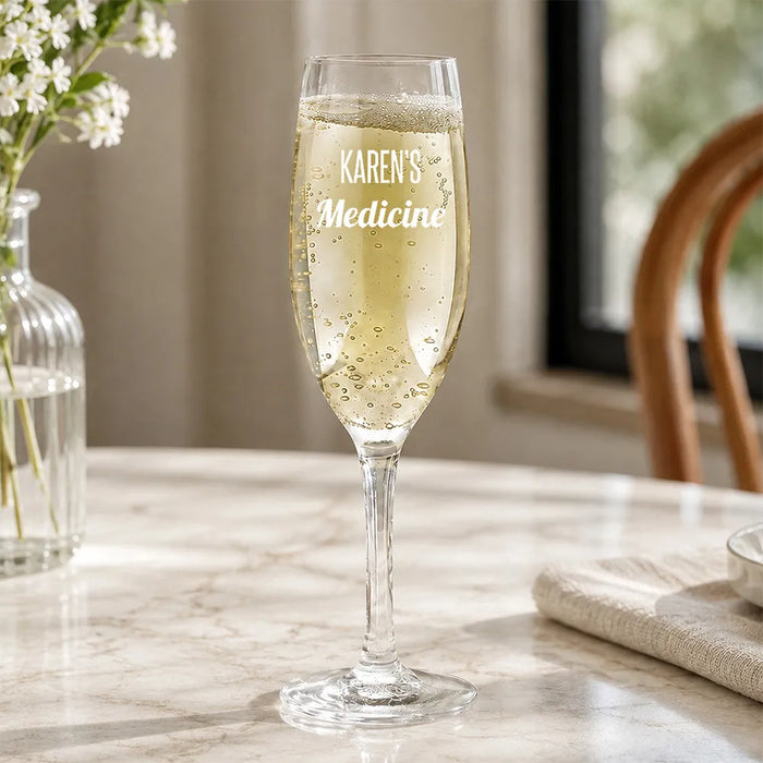Medicine Engraved Champagne Glass