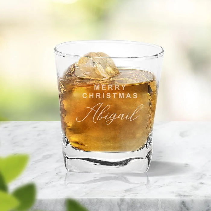 Merry Christmas Engraved Tumbler Glass