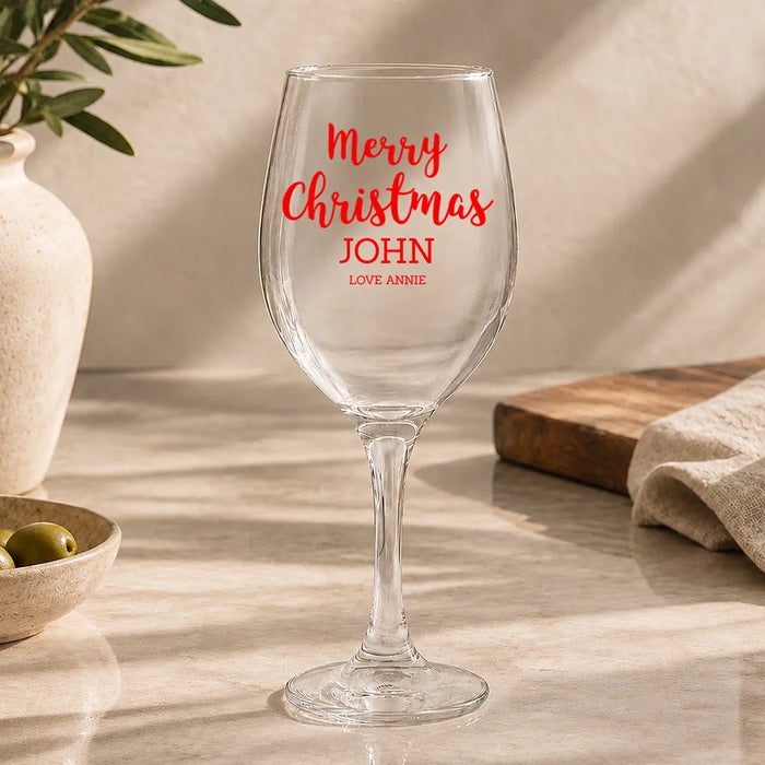 Merry Christmas Coloured Wine Glass