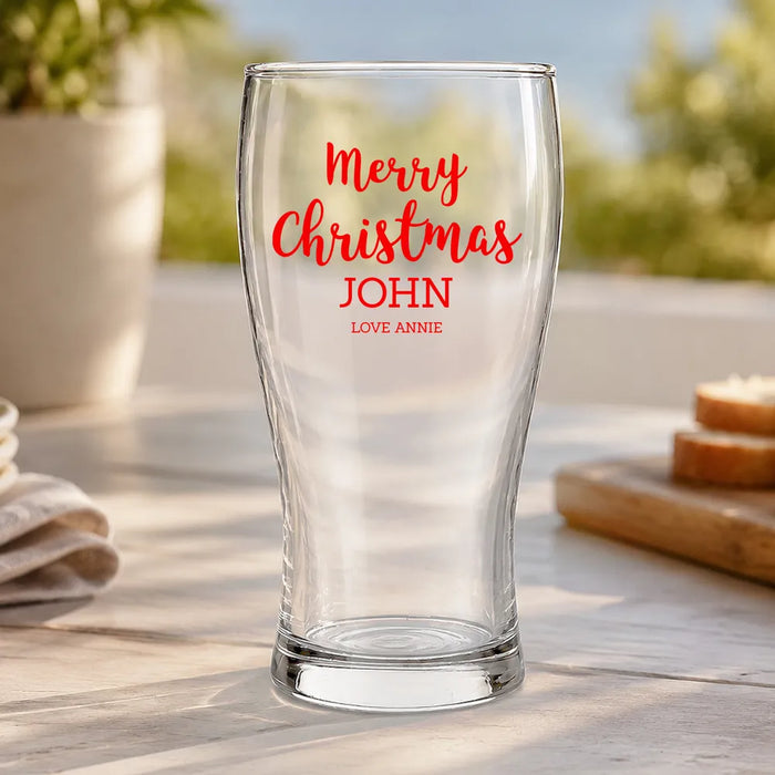 Merry Christmas Coloured Standard Beer Glass