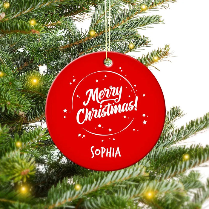 Merry Christmas Round Porcelain Ornament