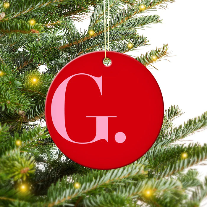 Modern Initial Round Porcelain Ornament