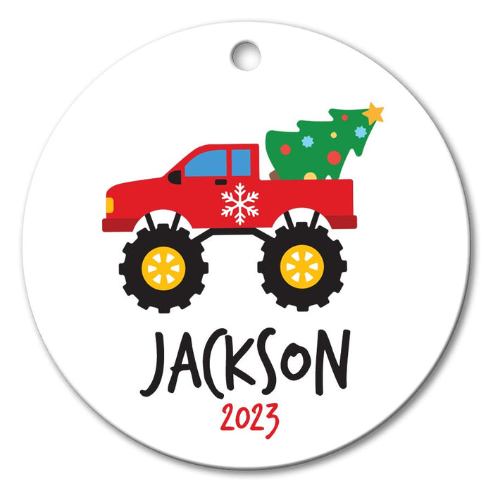 Monster Truck Round Porcelain Ornament