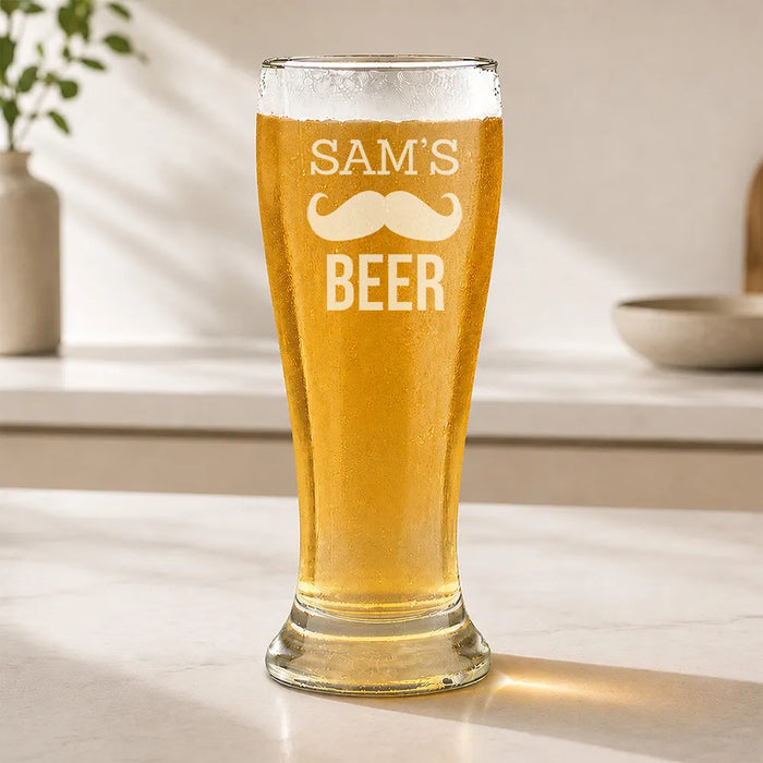 Moustache Engraved Premium Beer Glass