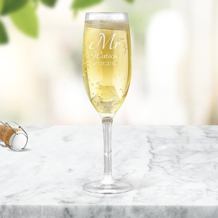 Mr Design Engraved Champagne Glass