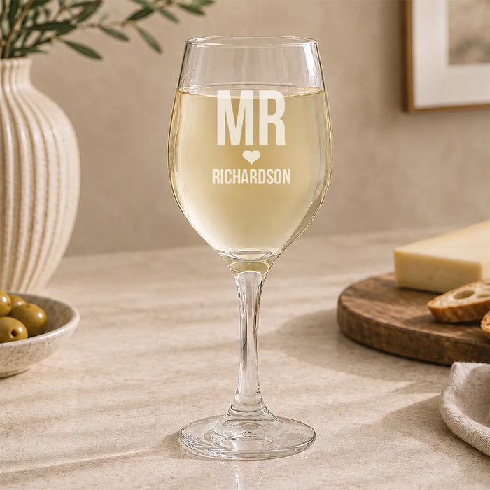 Mr Love Engraved Wine Glass