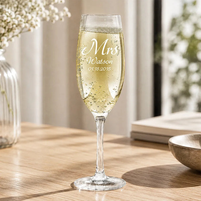 Mrs Design Engraved Champagne Glass