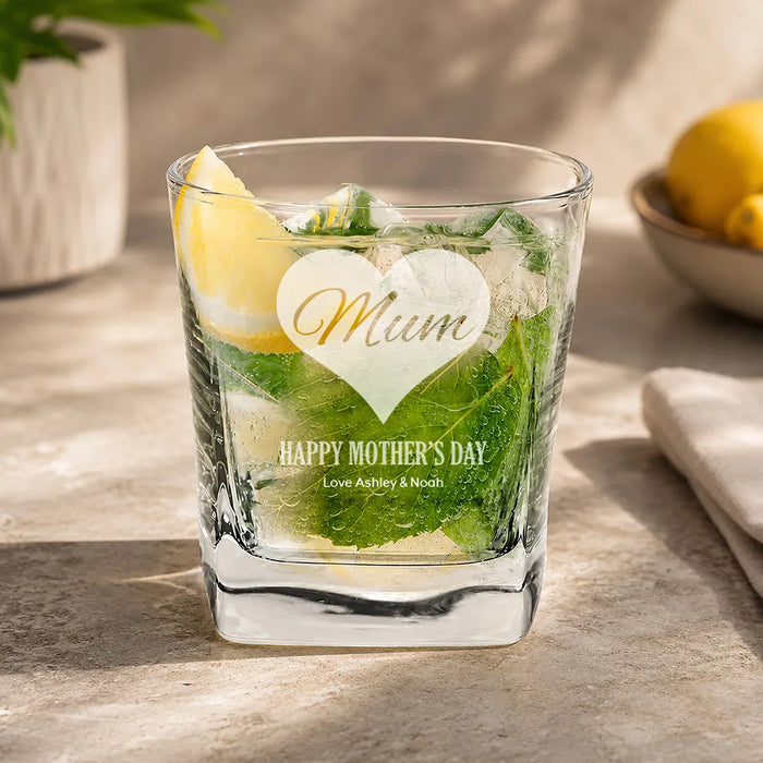 Mum in Heart Engraved Tumbler Glass
