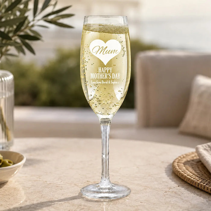 Mum in Heart Engraved Champagne Glass