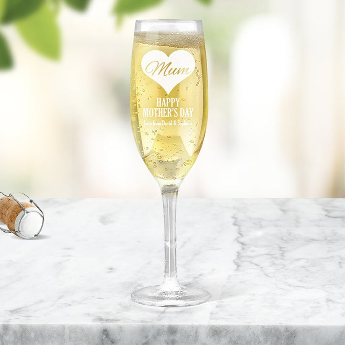 Mum in Heart Engraved Champagne Glass