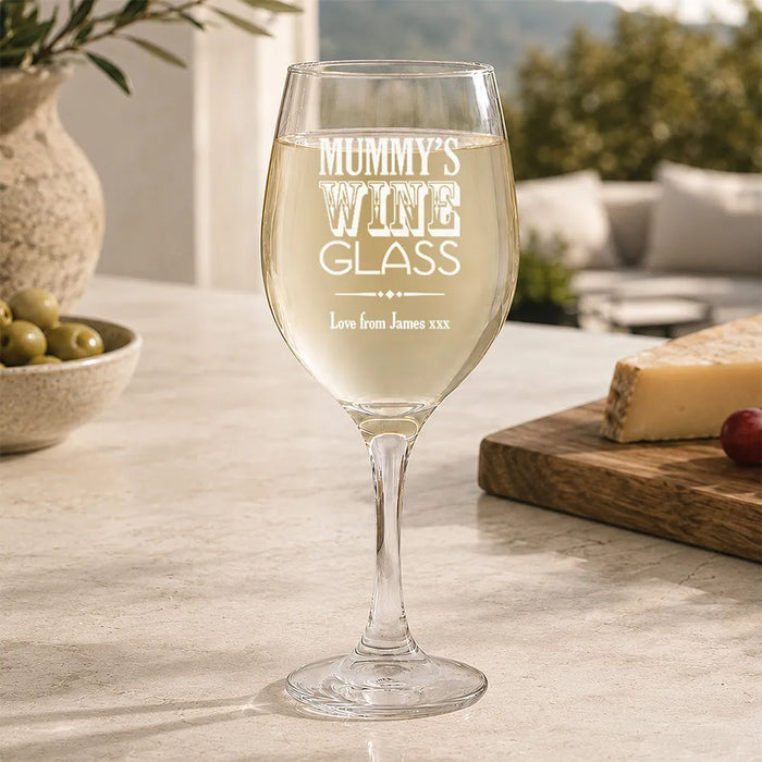 Mummy's Wine Engraved Wine Glass