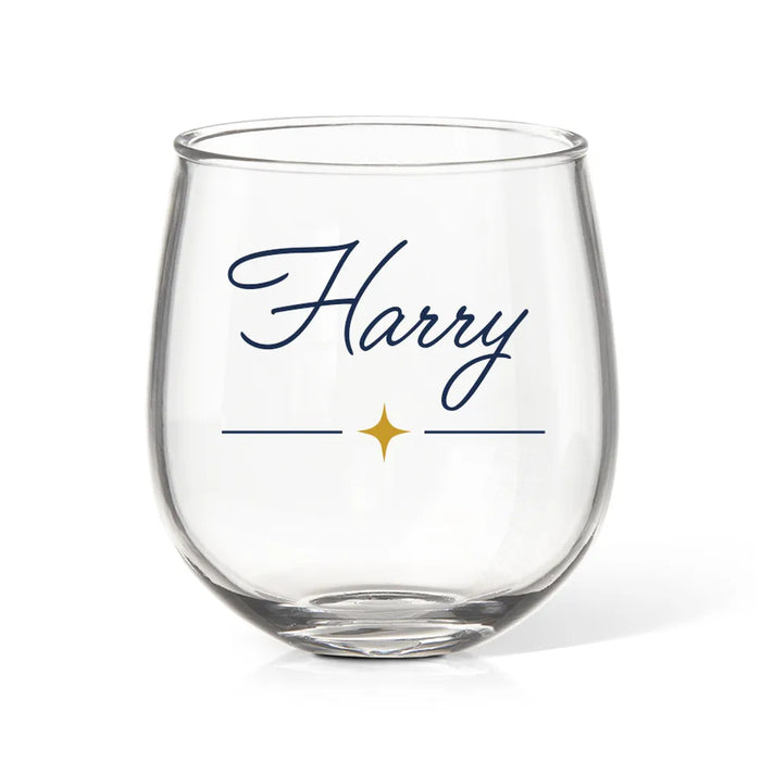 Name Script Coloured Stemless Wine Glass