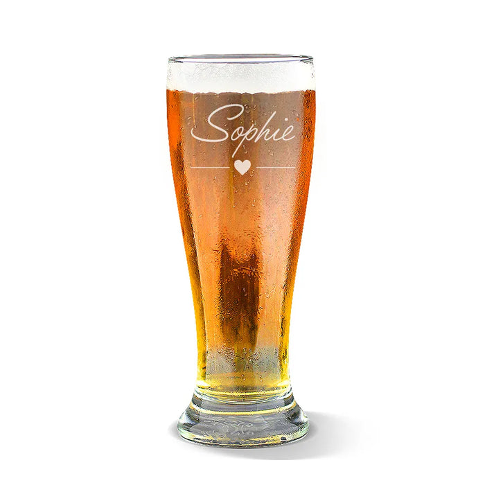 Name Script Engraved Premium Beer Glass