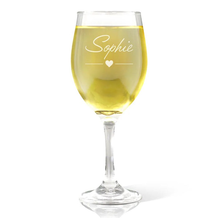 Name Script Engraved Wine Glass