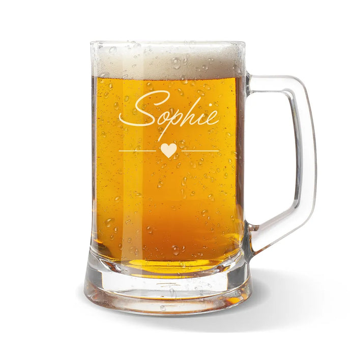 Name Script Glass Beer Mug