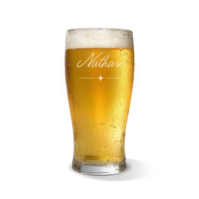 Name Script Engraved Standard Beer Glass