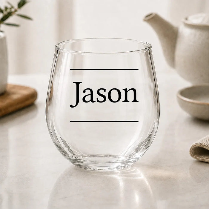 Name Coloured Stemless Wine Glass