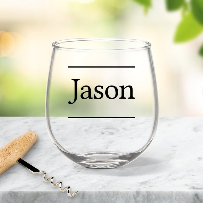 Name Coloured Stemless Wine Glass