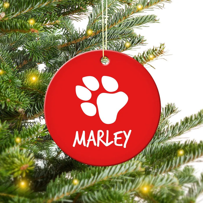 Paw Round Porcelain Ornament