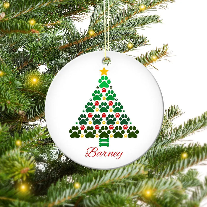 Paw Tree Round Porcelain Ornament