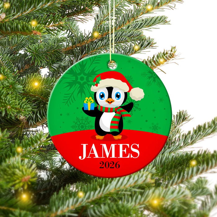 Penguin Round Porcelain Ornament